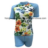 Women`S Short Lycra Two-Piece Rash Guard for Swimwear, Sports Wear and Diving Wear